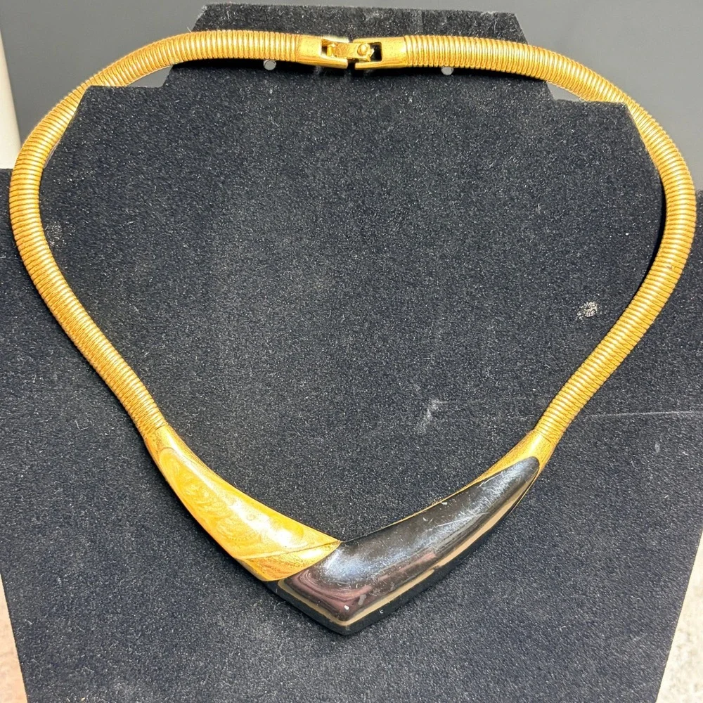 Lot of 3 Vintage Monet Vintage Gold‎ Tone Signed Necklaces 80's-90's Art Deco